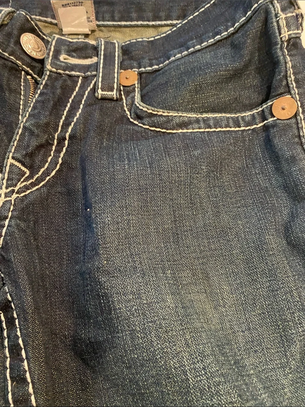 True Religion mens Indigo Flare Jeans with Signature Embroidered Pockets 30 32